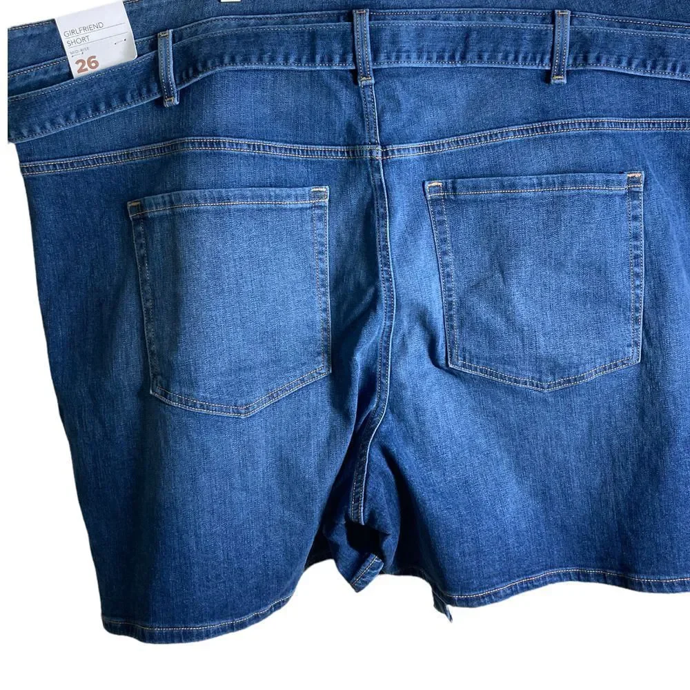 Lane Bryant Girlfriend Shorts jean denim tie waist NWT Size 26